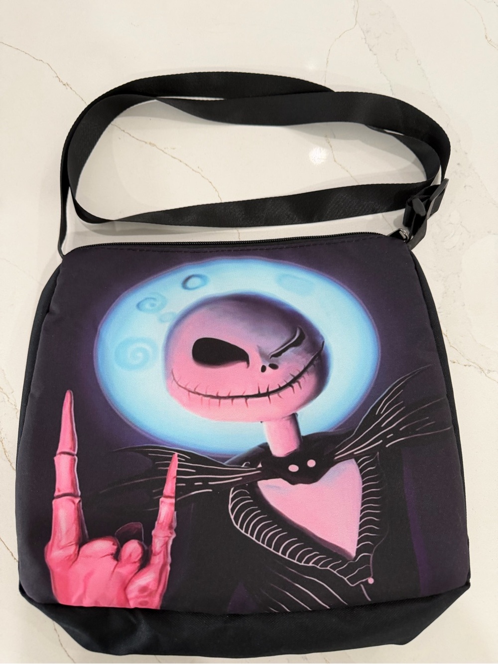 Nightmare Before Christmas Crossbody Bag with Neon Pink & Blue Art